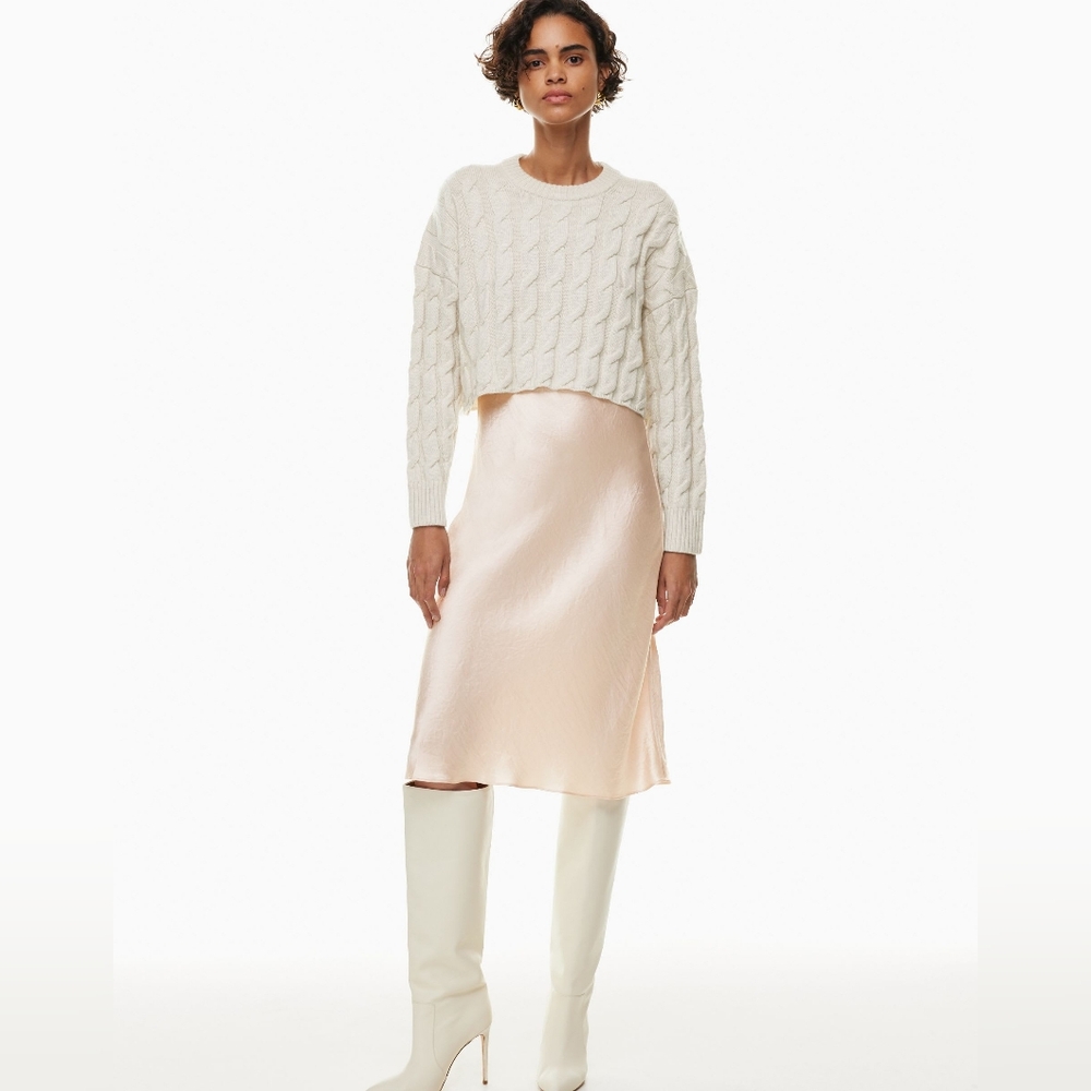 BABATON  Satin Midi SLIP SKIRT